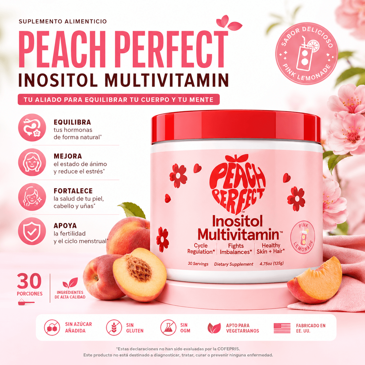 Suplemento Peach Perfect Inositol 135g